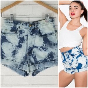 NEW High Waisted Denim Shorts Indigo Clouds Acid